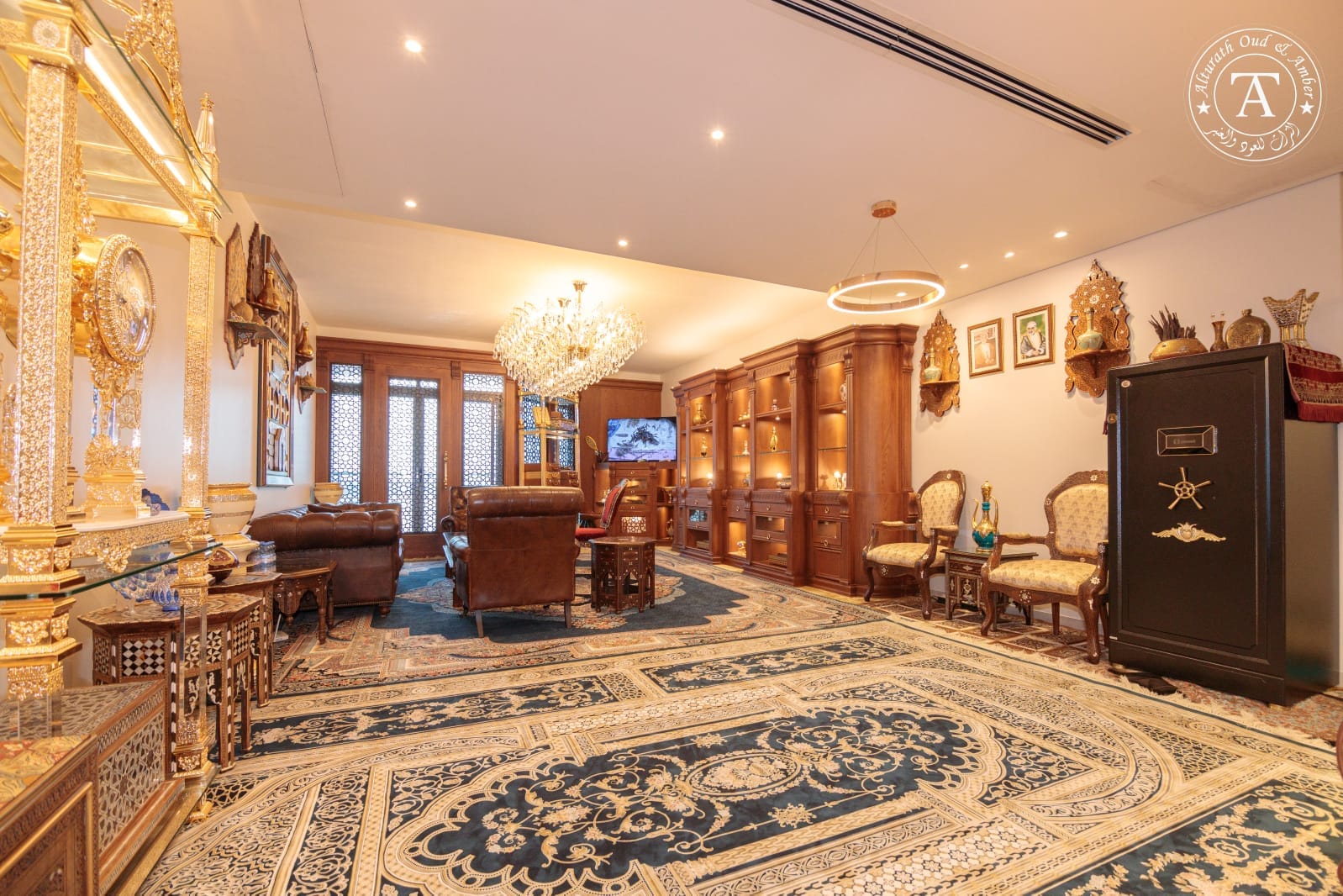 Al Turath Oud showroom interior with traditional Omani furnishings and display cabinets